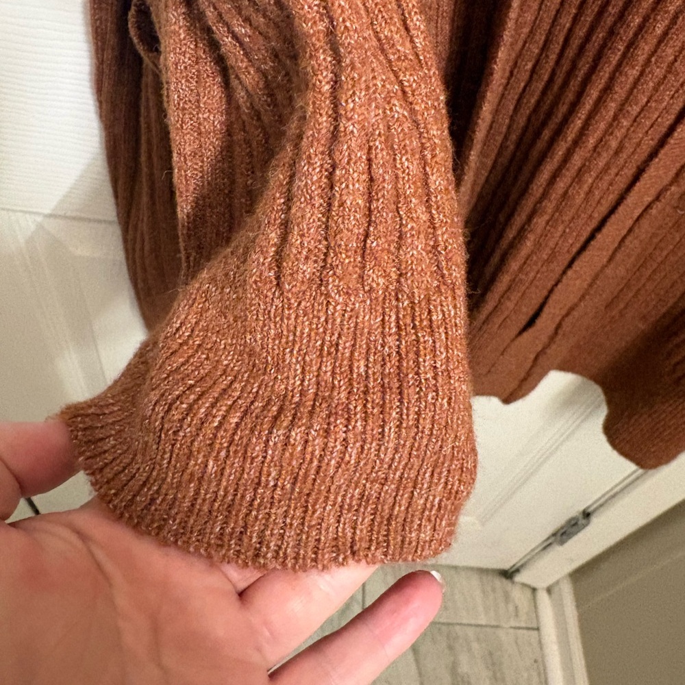 Gypsy Cloud Women's Rust Open-Front Ribbed Cardigan - Picture 6 of 7